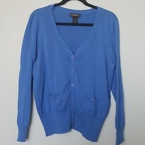 Lane Bryant blue button front v neck cardigan 14/16